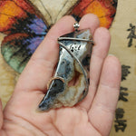 Crazy Crystal Geode Rare Crown of Silver Psilomelane Agate Pendant in Sterling Silver