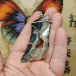 Crazy Crystal Geode Rare Crown of Silver Psilomelane Agate Pendant in Sterling Silver