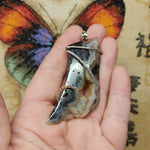 Crazy Crystal Geode Rare Crown of Silver Psilomelane Agate Pendant in Sterling Silver