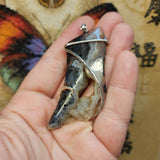 Crazy Crystal Geode Rare Crown of Silver Psilomelane Agate Pendant in Sterling Silver