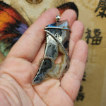 Crazy Crystal Geode Rare Crown of Silver Psilomelane Agate Pendant in Sterling Silver