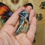 Crazy Crystal Geode Rare Crown of Silver Psilomelane Agate Pendant in Sterling Silver