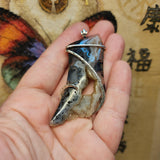 Crazy Crystal Geode Rare Crown of Silver Psilomelane Agate Pendant in Sterling Silver