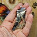 Crazy Crystal Geode Rare Crown of Silver Psilomelane Agate Pendant in Sterling Silver