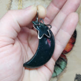 Green Moss Agate Crescent Moon Pendant Sterling Silver with Star