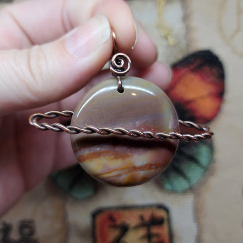 Swirled Jasper Saturn Planet Pendant Necklace