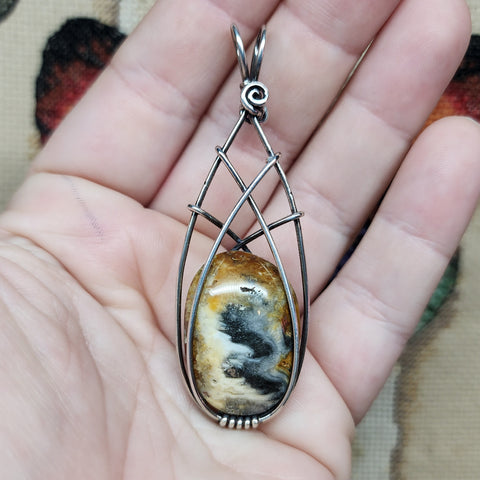 Elven Oregon Bumblebee Plume Agate Pendant in Sterling Silver 2023 Dig