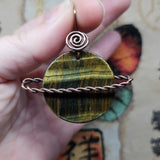 Tiger Eye Saturn Planet Pendant Necklace