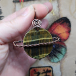 Tiger Eye Saturn Planet Pendant Necklace