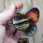 Tiger Eye Saturn Planet Pendant Necklace