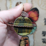 Tiger Eye Saturn Planet Pendant Necklace