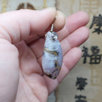 Plume Agate Pendant Necklace in Sterling Silver