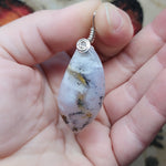 Plume Agate Pendant Necklace in Sterling Silver