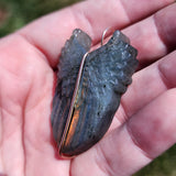 Carved Rainbow Labradorite Wings Pendant in 14kt Rose Gold Fill
