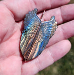 Carved Rainbow Labradorite Wings Pendant in 14kt Rose Gold Fill