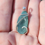 Green Tabasco Drusy Quartz Crystal Geode Pendant in Sterling Silver