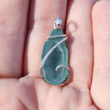 Green Tabasco Drusy Quartz Crystal Geode Pendant in Sterling Silver