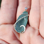 Green Tabasco Drusy Quartz Crystal Geode Pendant in Sterling Silver