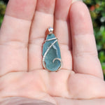 Green Tabasco Drusy Quartz Crystal Geode Pendant in Sterling Silver