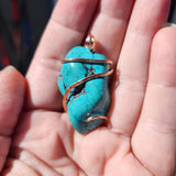 Large Cloud Mountain Turquoise Nugget Pendant in 14kt Rose Gold Fill