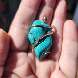 Large Cloud Mountain Turquoise Nugget Pendant in 14kt Rose Gold Fill