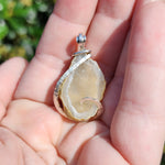 Large Tabasco Drusy Quartz Crystal Geode Pendant in Sterling Silver