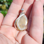 Large Tabasco Drusy Quartz Crystal Geode Pendant in Sterling Silver