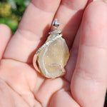 Large Tabasco Drusy Quartz Crystal Geode Pendant in Sterling Silver