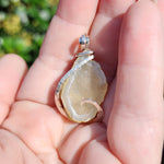 Large Tabasco Drusy Quartz Crystal Geode Pendant in Sterling Silver