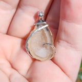 Oregon Raindrop Tabasco Drusy Quartz Crystal Geode Pendant in Sterling Silver