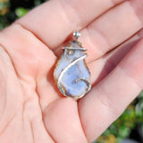 Polka Dot Tabasco Drusy Quartz Crystal Geode Pendant in Sterling Silver