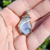 Polka Dot Tabasco Drusy Quartz Crystal Geode Pendant in Sterling Silver