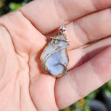 Polka Dot Tabasco Drusy Quartz Crystal Geode Pendant in Sterling Silver