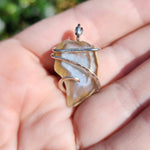 Fang Shaped Tabasco Drusy Quartz Crystal Geode Pendant in Sterling Silver