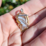 Fang Shaped Tabasco Drusy Quartz Crystal Geode Pendant in Sterling Silver