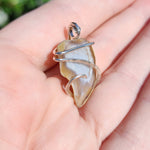 Fang Shaped Tabasco Drusy Quartz Crystal Geode Pendant in Sterling Silver