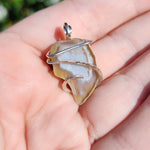 Fang Shaped Tabasco Drusy Quartz Crystal Geode Pendant in Sterling Silver