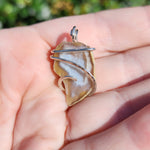 Fang Shaped Tabasco Drusy Quartz Crystal Geode Pendant in Sterling Silver