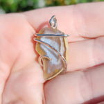 Fang Shaped Tabasco Drusy Quartz Crystal Geode Pendant in Sterling Silver