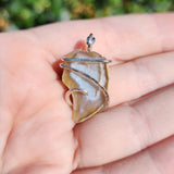 Fang Shaped Tabasco Drusy Quartz Crystal Geode Pendant in Sterling Silver