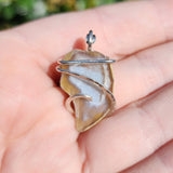 Fang Shaped Tabasco Drusy Quartz Crystal Geode Pendant in Sterling Silver
