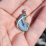 Light Blue Tabasco Drusy Quartz Crystal Geode Pendant in Sterling Silver