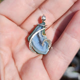Light Blue Tabasco Drusy Quartz Crystal Geode Pendant in Sterling Silver