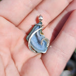 Light Blue Tabasco Drusy Quartz Crystal Geode Pendant in Sterling Silver
