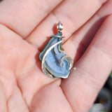 Light Blue Tabasco Drusy Quartz Crystal Geode Pendant in Sterling Silver