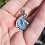 Light Blue Tabasco Drusy Quartz Crystal Geode Pendant in Sterling Silver