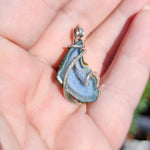 Light Blue Tabasco Drusy Quartz Crystal Geode Pendant in Sterling Silver