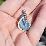 Light Blue Tabasco Drusy Quartz Crystal Geode Pendant in Sterling Silver