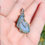 Light Blue Tabasco Drusy Quartz Crystal Geode Pendant in Sterling Silver