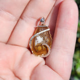 Carnelian and White Bubbly Tabasco Drusy Quartz Crystal Geode Pendant in Sterling Silver